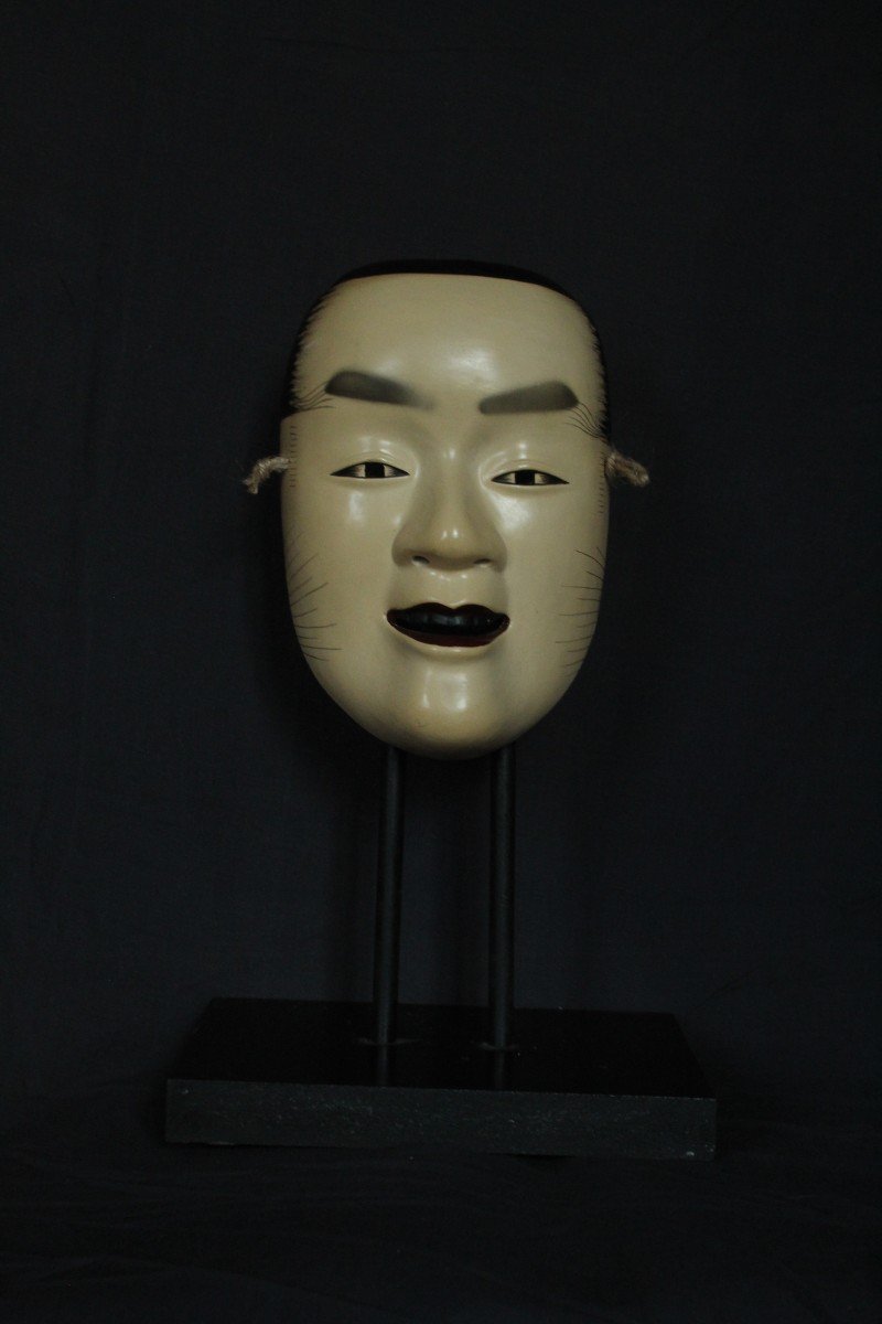 Maschera vintage giapponese, Otoko, teatro Noh, ceramica da Osaka-photo-1