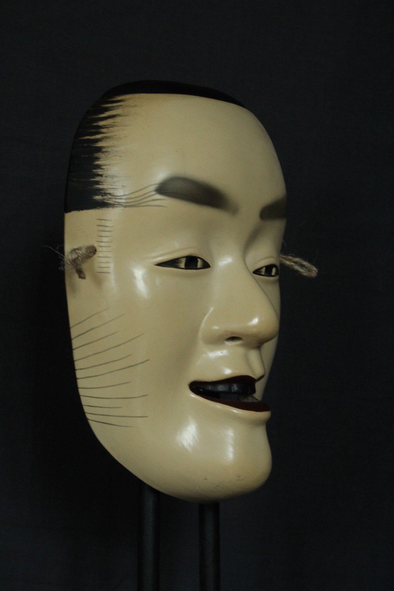 Maschera vintage giapponese, Otoko, teatro Noh, ceramica da Osaka-photo-2