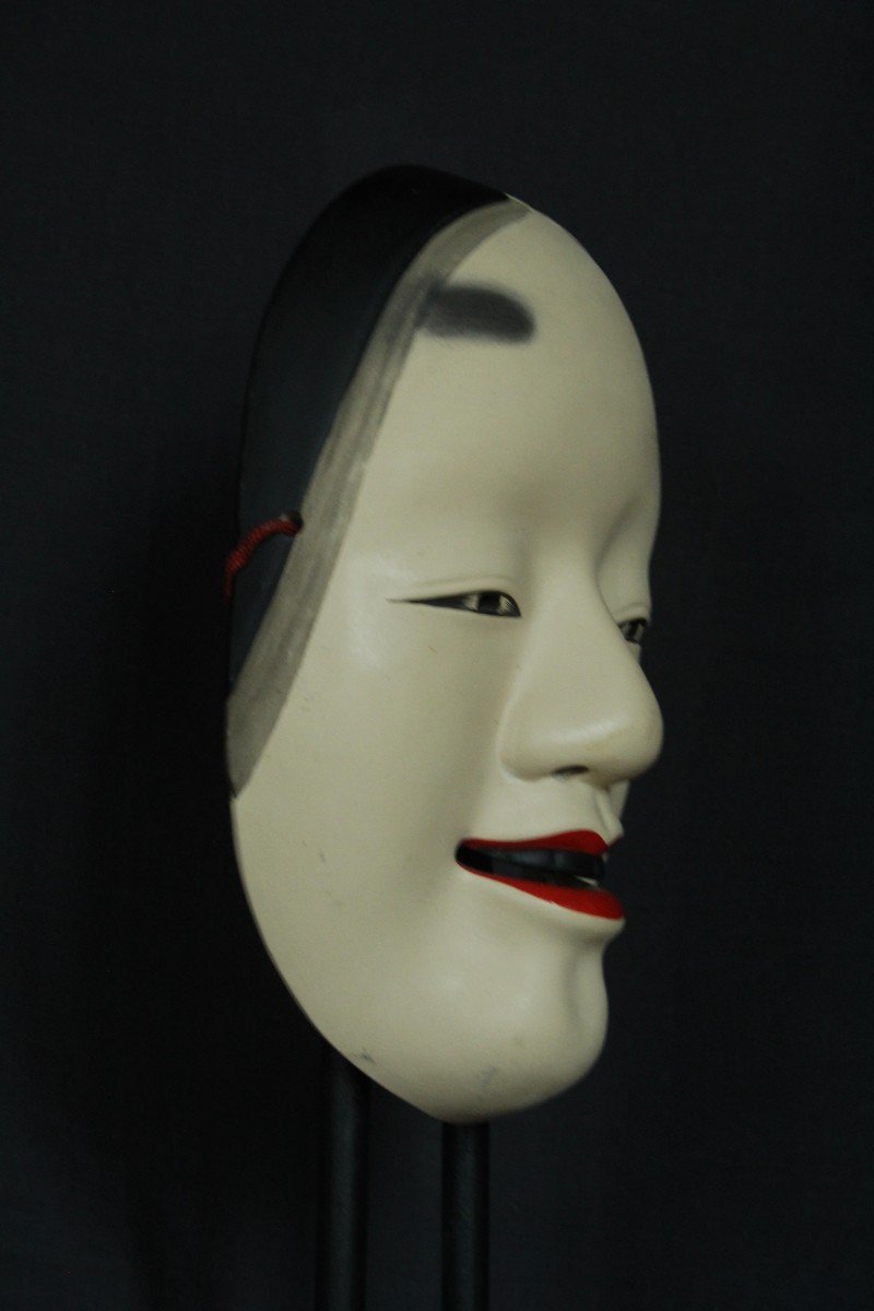 Maschera giapponese, Onna 若女, teatro Noh vintage, ceramica da Osaka-photo-4