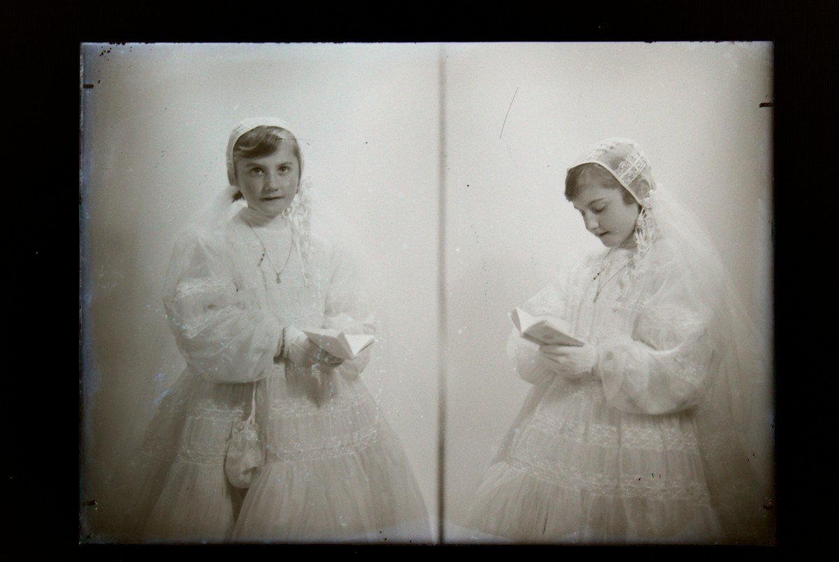 Lotto di lastre di vetro fotografiche vintage, fine 800' inizio 900'-photo-2