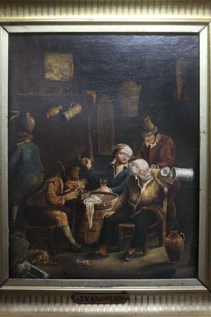 Scuola fiamminga, interno con figure in osteria-photo-5