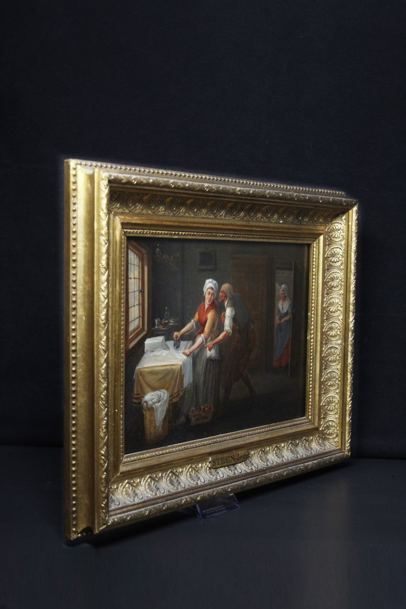 Scuola fiamminga, Interno con donna che stira-photo-2