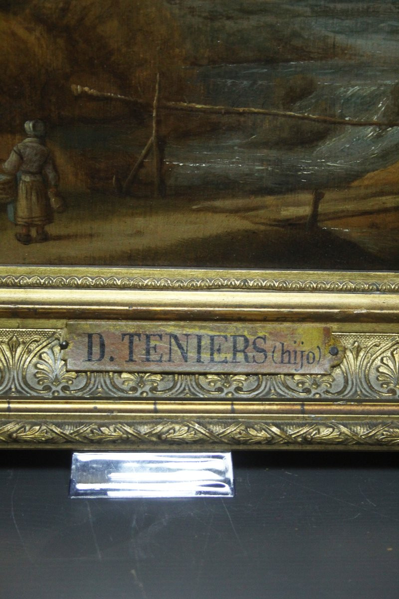 Scuola fiamminga, Paesaggio fluviale con castelli e viandanti-photo-1