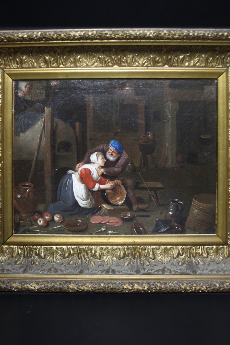 Scuola fiamminga, Interno di cucina con figure-photo-3