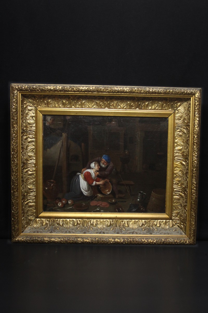 Scuola fiamminga, Interno di cucina con figure