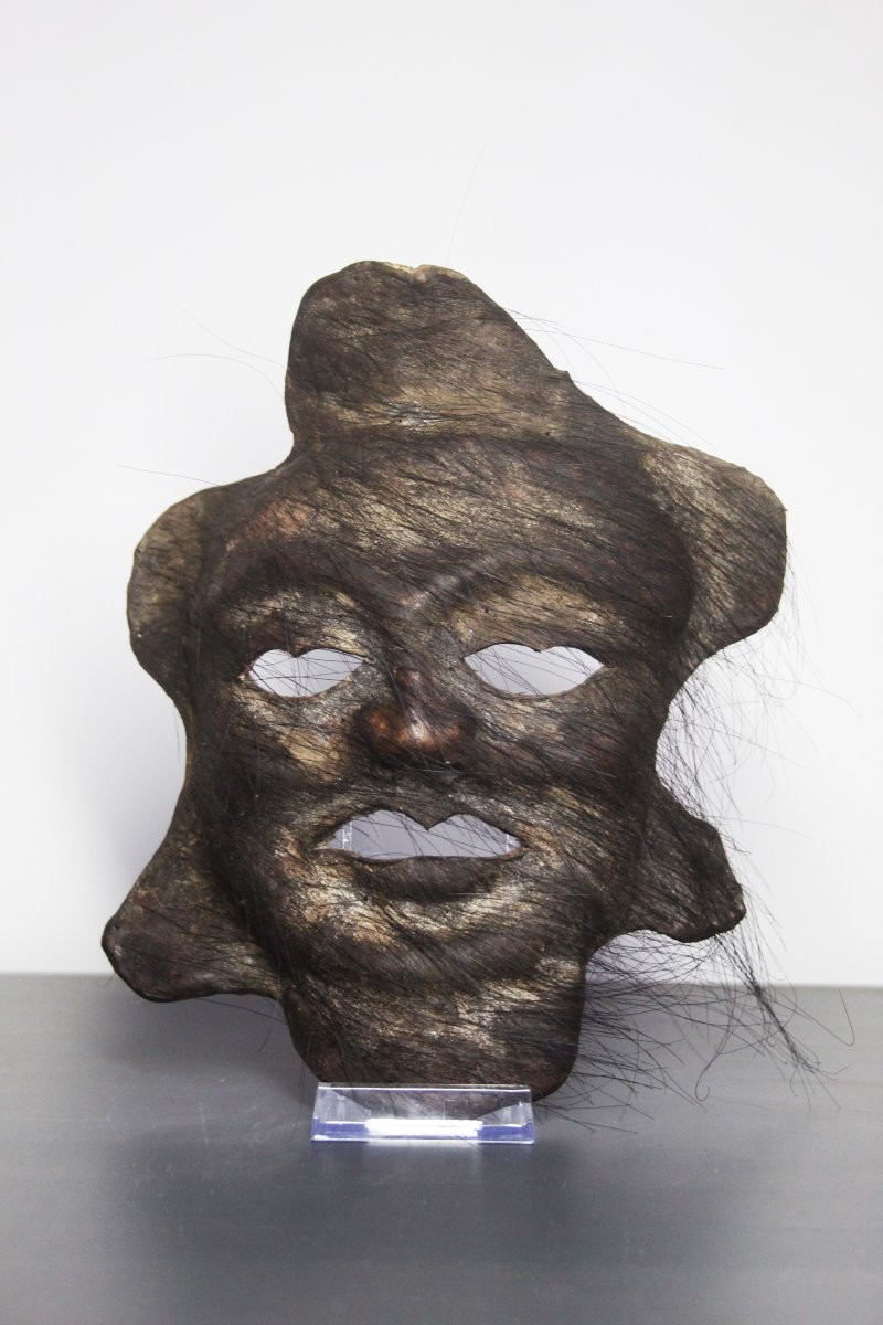 Maschera sciamanica dall'Himalaya, in pelle di yak.-photo-2