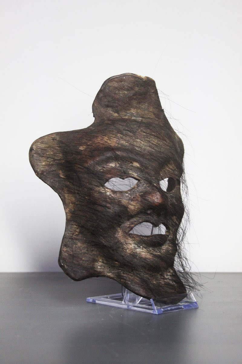 Maschera sciamanica dall'Himalaya, in pelle di yak.-photo-3