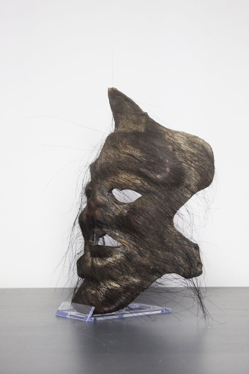 Maschera sciamanica dall'Himalaya, in pelle di yak.-photo-4