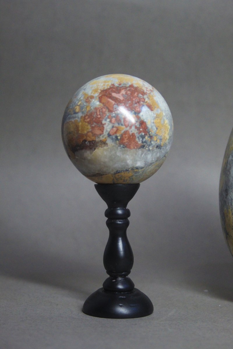 Coppia di Diaspro Maligano, uova e sfera-photo-4