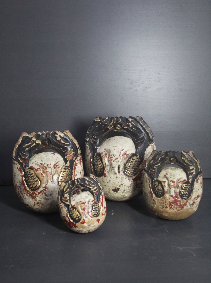 Set di 4 Mokugyo antichi, Giappone