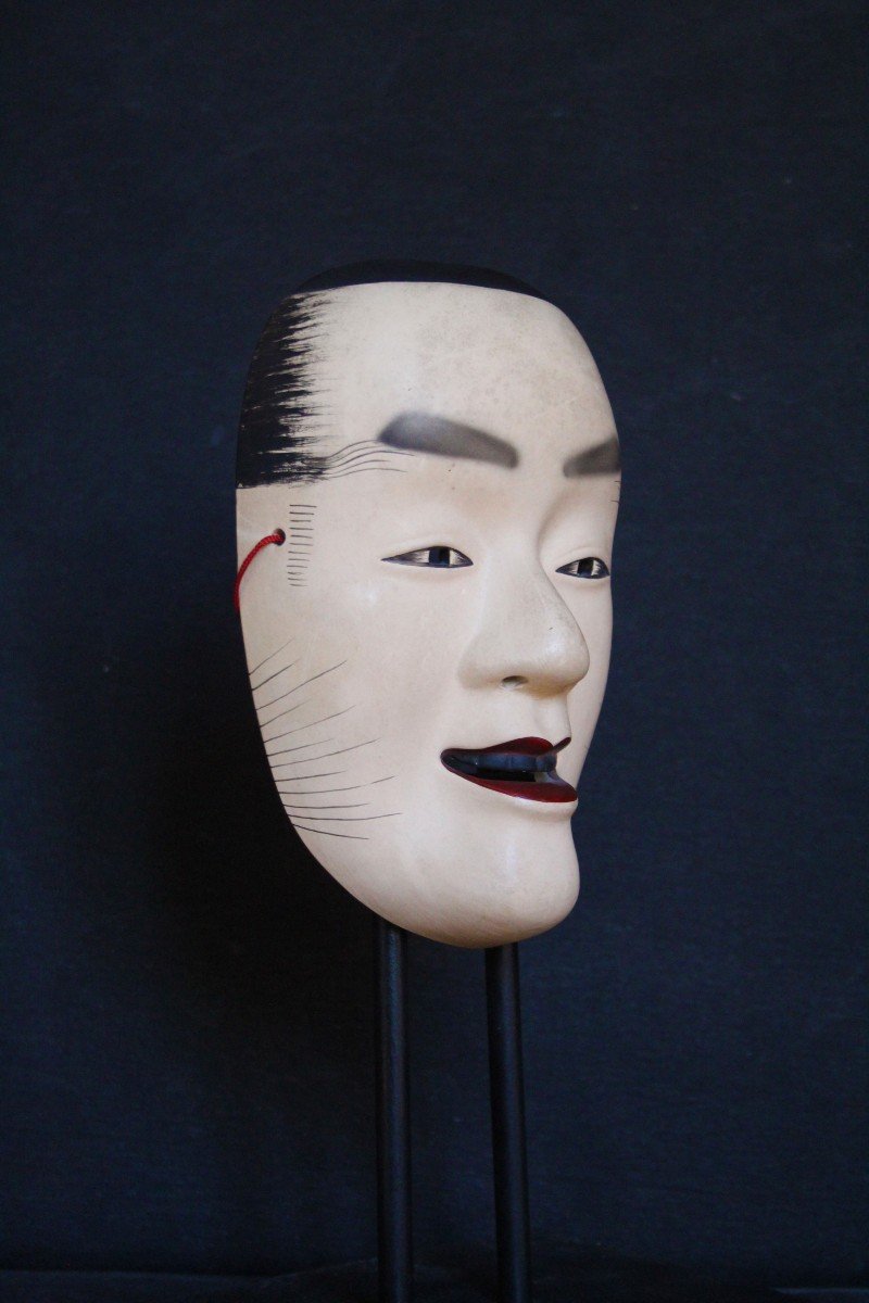 Maschera giapponese vintage in ceramica, teatro Noh, Otoko -photo-2