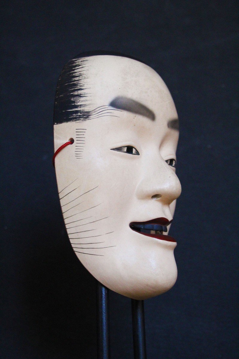 Maschera giapponese vintage in ceramica, teatro Noh, Otoko -photo-4