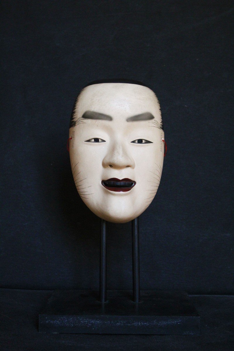 Maschera giapponese vintage in ceramica, teatro Noh, Otoko -photo-1