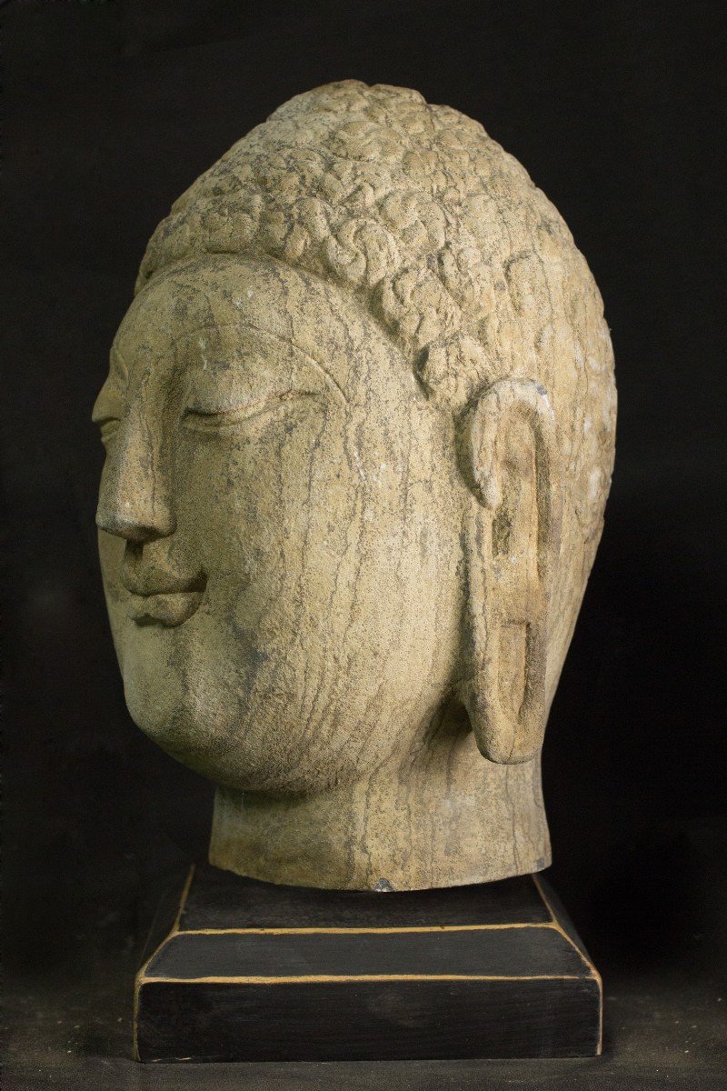 Testa di Budda in pietra-photo-2