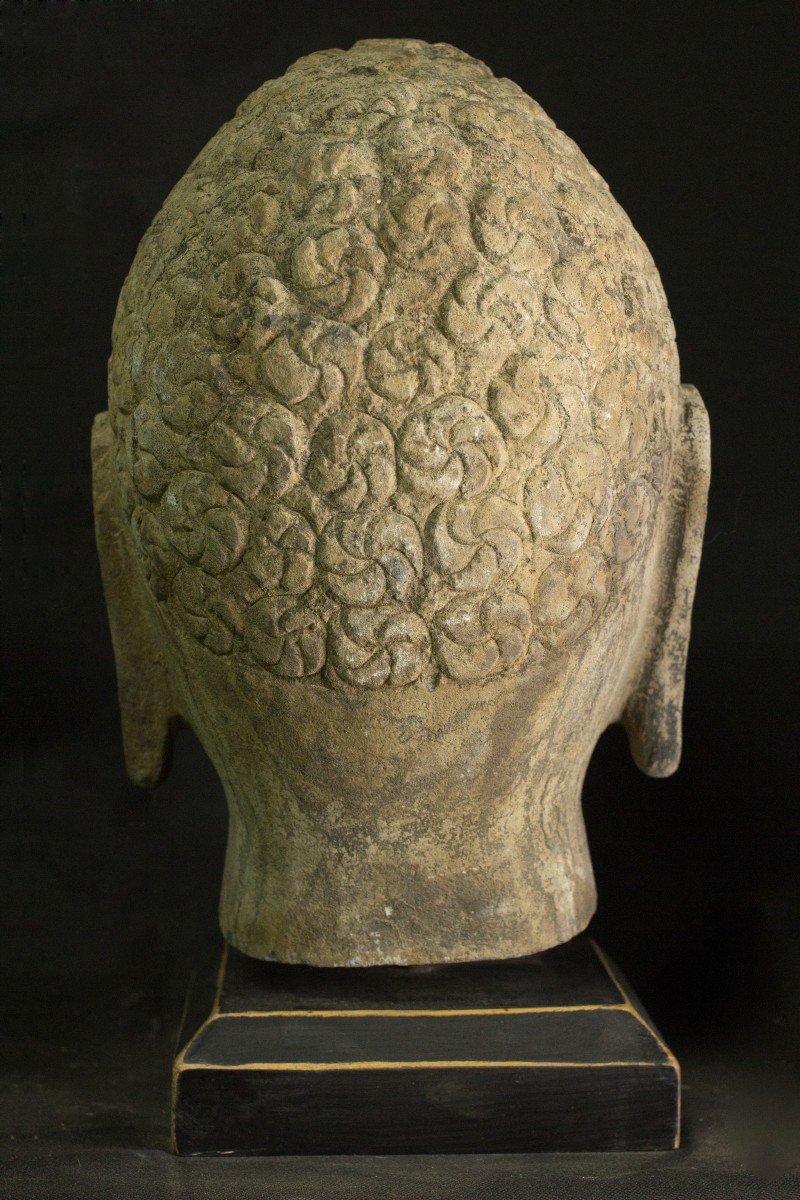 Testa di Budda in pietra-photo-3