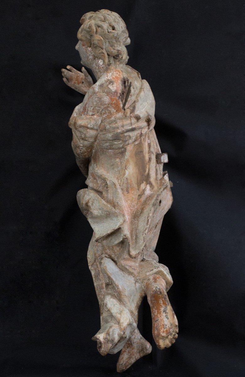 Paire d'Anges En Bois, XVIIe Siècle-photo-3
