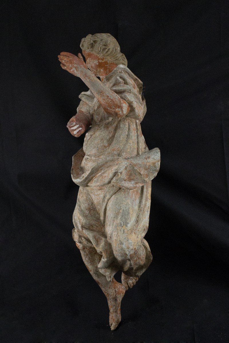 Paire d'Anges En Bois, XVIIe Siècle-photo-4