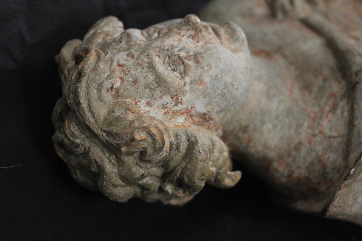 Paire d'Anges En Bois, XVIIe Siècle-photo-8