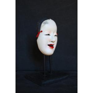 Maschera vintage giapponese del teatro Noh, firmata Wakaonna 若女