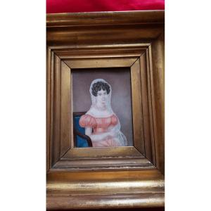 Miniature Jeune Femme Epoque Empire