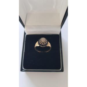 Gold-diamond-enamel Ring