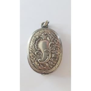 Art Nouveau Silver Pendant Mirror