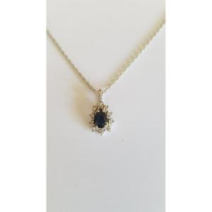 Pendant Chain: Gold-sapphire-diamonds