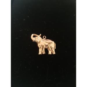 Gold Elephant Pendant Or Charm.