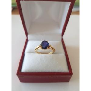 Gold, Sapphire, And Diamond Ring