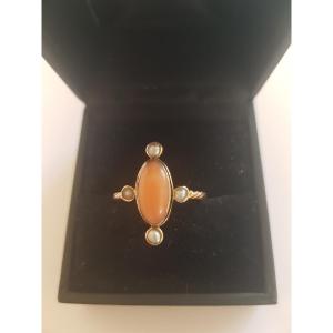 Late 19th Century Gold Ring With Coral Beads