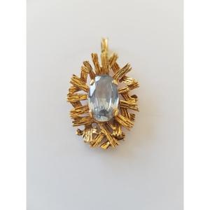 Gold-amquamarine Pendant