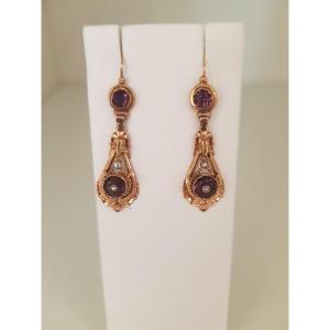 Gold-amethyst-pearl Sleepers