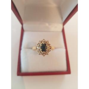 Gold-sapphire-diamond Ring