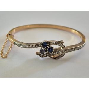 Gold-silver Bracelet With Sapphires And Diamonds