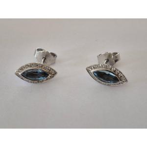 Gold- Aquamarine Earrings