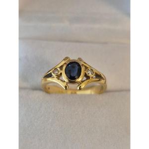 Gold-sapphire-diamond Ring