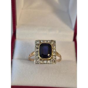 Gold-sapphire-diamond Ring