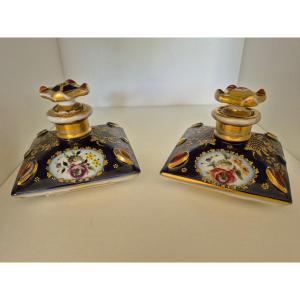 Pair Of Porcelain Bottles From Paris 19th Century