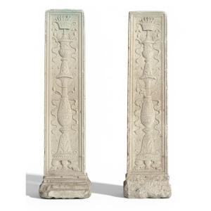 Pair Of White Renaissance Marble Pilasters