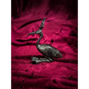 Antique Bronze Ibis Statuette, Egypt, Ptolemaic Period (332-30 Bc).