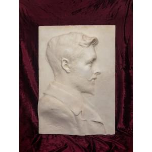 Marble Bas-relief - Portrait Of A Man In Profile, Signed Michel De Tarnowski (1870-1946)