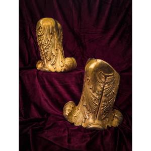 Pair Of Restoration Period Gilt Bronze Wall Sconces, 19th Century