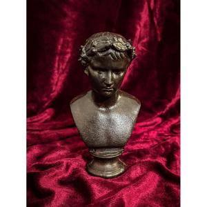 Cast Iron Bust Of Augustus - 19th Century