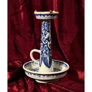 Blue And White Porcelain Oil Lamp, China For Vietnam, 19th Century