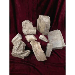 Rare Lot Of 9 Antique Carved Roman Marble Fragments