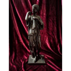 Grand Tour Bronze Statue Of Diane De Gabies, 19th Century