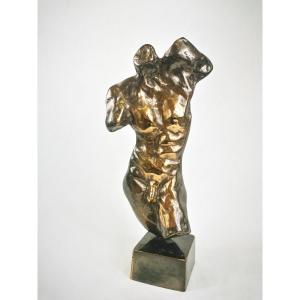Bronze Sculpture Male Torso Signed Lohé 1960
