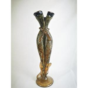 Marbled Blown Glass Vase, Signed Castel 