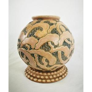 Vase In Stoneware , Revernay Digoin , Art Nouveau 1930