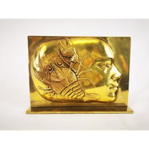 Decorative Bronze Plaque Signed Pierre- Yves Trémois 